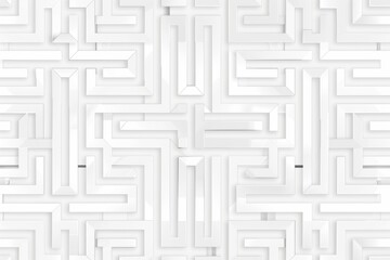 Complex White Geometric Maze Pattern Background