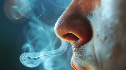 Macro close-up of a nose capturing the intricate role it plays in the sensory experience of smell and the physical process of breathing