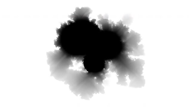 Ink splash transition, black and white isolated, effects