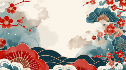 Vector illustration of Japanese style background material