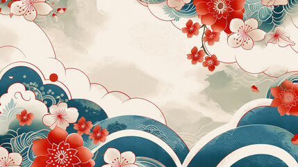 Vector illustration of Japanese style background material