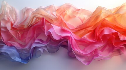 Gradient color silk fabric. Pink, blue, orange and purple colors.