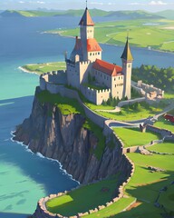 castle on the island of lake
