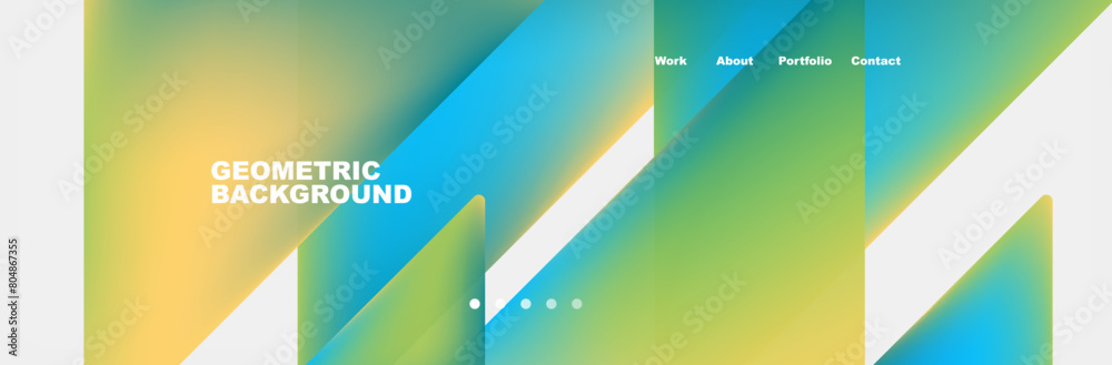 Aufkleber Vibrant aqua and electric blue geometric shapes and lines displayed on a blue and green background with patterns. Rectangles, circles, and intricate graphics create a visually stunning display