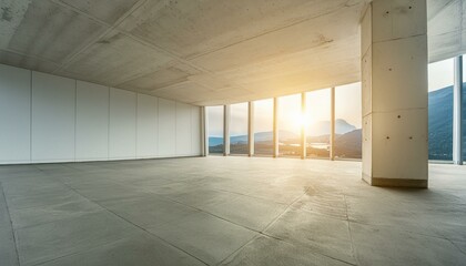 empty concrete open space interior with sunlight