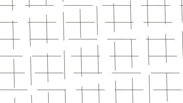 Two layers of short straight lines move relative to each other to form a lattice animation.