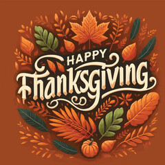Free Vector Happy thanksgiving day vector lettering quote,