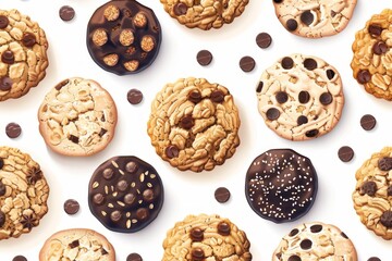 Diverse Cookie Delights: A Captivating Display of Various Flavors, Including Chocolate Chip and Irresistible Banana Nut