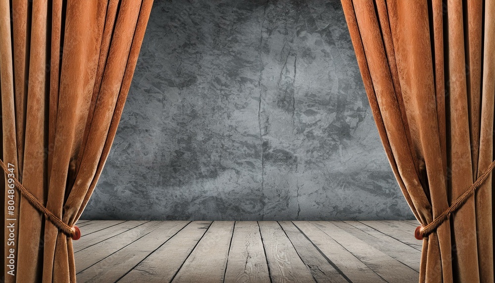 Canvas Prints dark grey curtains and grunge floor