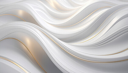 Abstract, elegant white metal and gold waves for luxury backgrounds or modern design.