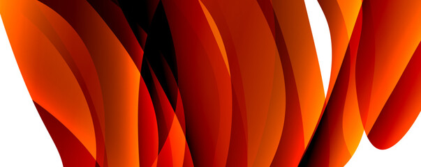 A vibrant closeup image of a red and orange wave resembling a flower petal on a white background, showcasing colorfulness in macro photography