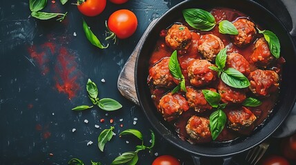 Juicy Beef Meatballs Simmered in Savory Tomato Sauce - Gourmet Italian Cuisine Photography