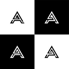 Set of initial letter a logo vector mono line