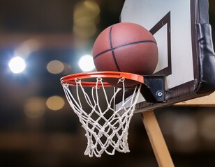 Fototapeta premium basketball game ball in hoop