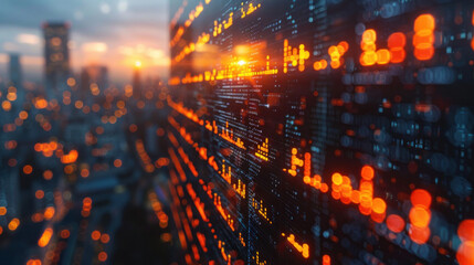 Fototapeta premium Dynamic world of finance, abstract technology innovations are driving unprecedented opportunities for investment in real estate and the stock market.