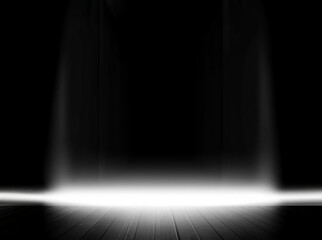 Black empty studio room with white spotlights. Product display template