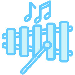 Xylophone blue color icon, related to kindergarten theme, use for UI or UX kit, web and app development