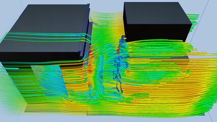 Wind airflow simulation - CFD simulation Computational fluid dynamics