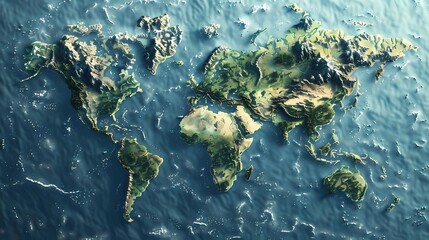 Fototapeta premium Highly detailed 3D render of planet Earth with continents and oceans, Generative AI illustrations.