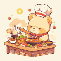 Chef Bear is going into the kitchen to cook.
