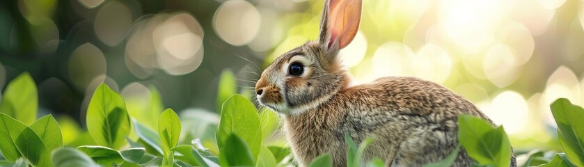 Fototapeta premium A rabbit as a garden landscaper, designing peaceful, green spaces for urban areas