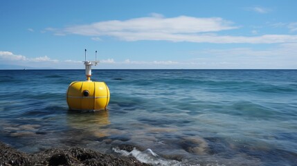 A small wave energy converter unit close to shore, focusing on experimental and local scale renewable energy solutions,