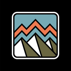 Artistic Sunset Abstract in Beach Mountain Badge Design