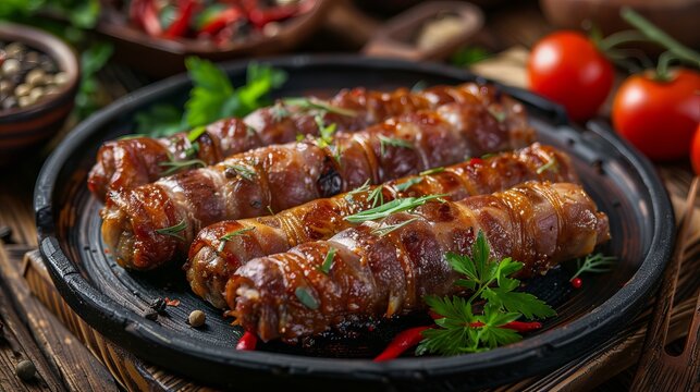 Delicious Traditional Romanian Cuisine: Meat Rolls Mititei (Mici) - Savory Delights from Romania