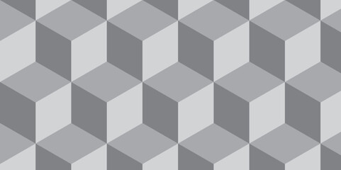 Seamless abstract black and gray stripe rectangles hexagon type cube geometric pattern. modern square diamond mosaic pattern. retro ornament grid tiles and wallpaper used for background.