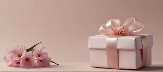 Roses and gift boxes on pink background, close up
