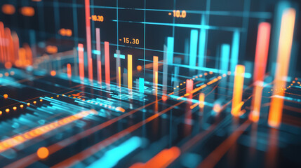 Business intelligence. Diagram, Graph, Stock Trading, Investment dashboard, transparent blurred background