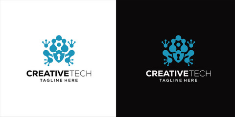 creative frog technology digital logo icon design, design inspiration, vector