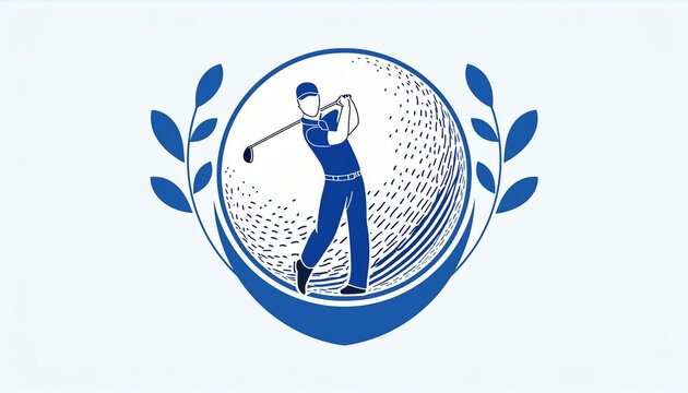 Golfer and golf ball logo graphic design