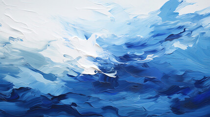 Minimalistic Art of White and Blue Paint Brush Stroke Curvy Background