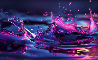 Purple Neon Liquid Burst: Digital Splash in the Dark