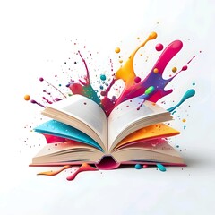 Abstract lifestyle design with book and colorful splashing shapes