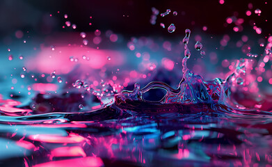 Purple Neon Liquid Burst: Digital Splash in the Dark