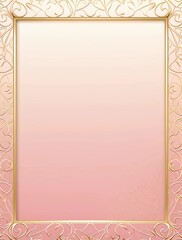 Cute and simple pink gradient background with a golden border, in the vector illustration style of flat design
