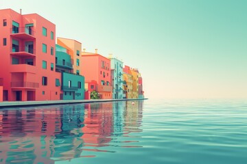 Fototapeta premium A large building is floating on a body of water