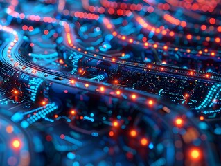 3D Rendering of Glowing Fiber Optic Cables Forming Intricate Patterns - A Modern Communication Concept