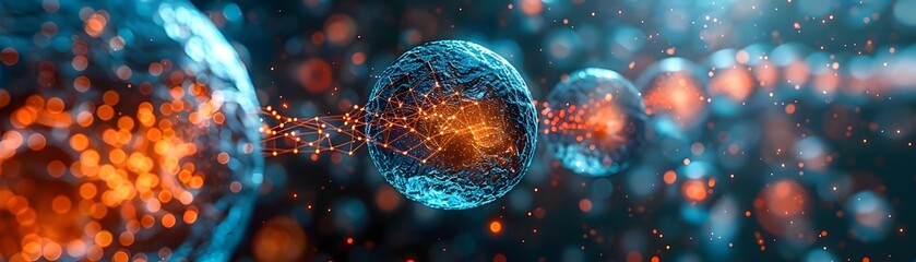 Captivating Biotech Cell Interconnected Lines:A Digital Unveiling the Intricate Beauty of 3D Technological Structures