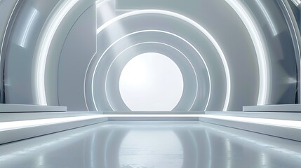 Obraz premium futuristic and clean stage blank center background. Generative Ai