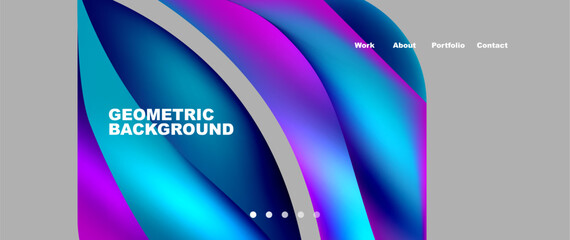 Geometric background featuring automotive tire patterns in shades of azure, purple, and violet on a gray backdrop. The design resembles waves, with accents of synthetic rubber and aqua hues