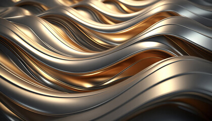Abstract golden metallic waves texture for luxury, smooth, flowing, modern design.