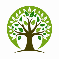 Olive tree vector illustration isolated on a white background. Olive tree logo concept illustration.