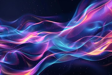 Neon Holographic Waves with a Dark Background Abstraction. Generative Ai
