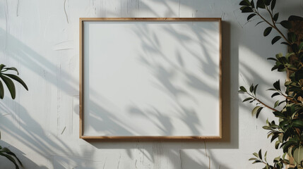 Tranquil Minimalism: White Canvas in Oak Frame