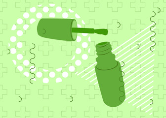 Nail polish geometrical graphic retro theme background. Minimal geometric elements. Vintage abstract shapes vector illustration.