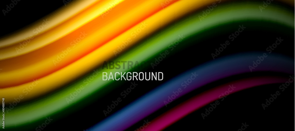 Poster a vibrant, blurred image of a colorful wave on a black background resembling a terrestrial plant. th