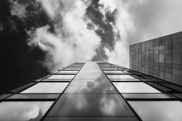 view from bottom to top of the sky on a clear sunny day